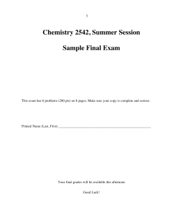 Chemistry 2542, Summer Session  Sample Final Exam
