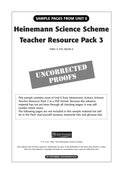 UNCORRECTED PROOFS Heinemann Science Scheme Teacher Resource Pack 3