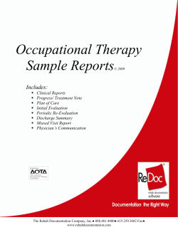 Occupational Therapy Sample Reports Includes: