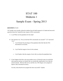 STAT 100 Midterm 1 Sample Exam - Spring 2013