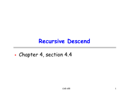 Recursive Descend Chapter 4, section 4.4  CSE 655