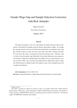Gender Wage Gap and Sample Selection Correction with Risk Attitudes S J