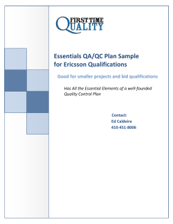 for Ericsson Qualifications Essentials QA/QC Plan Sample