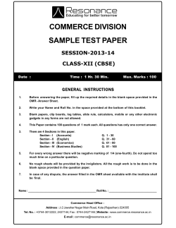 COMMERCE DIVISION SAMPLE TEST PAPER SESSION-2013-14 CLASS-XII (CBSE)