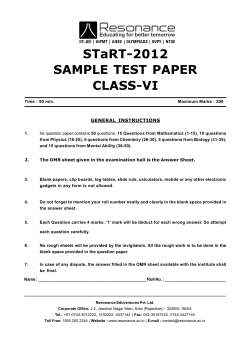 STaRT-2012 SAMPLE  TEST  PAPER CLASS-VI GENERAL  INSTRUCTIONS