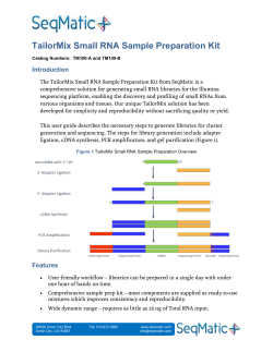 TailorMix Small RNA Sample Preparation Kit  Introduction