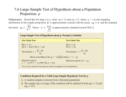 7.6 Large-Sample Test of Hypothesis about a Population p