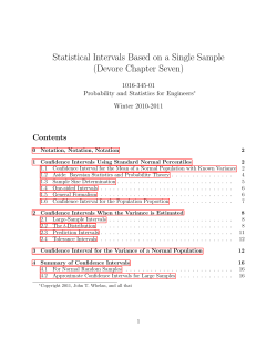 Statistical Intervals Based on a Single Sample (Devore Chapter Seven) Contents 1016-345-01