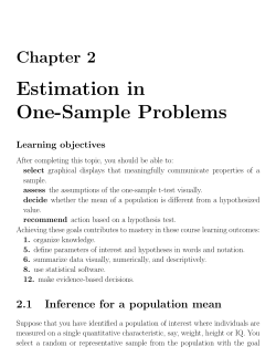 Estimation in One-Sample Problems Chapter 2 Learning objectives