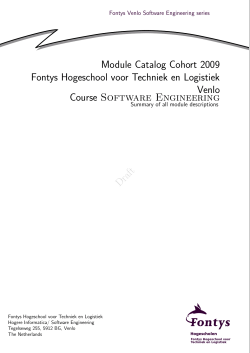 Module Catalog Cohort 2009 Fontys Hogeschool voor Techniek en Logistiek Venlo