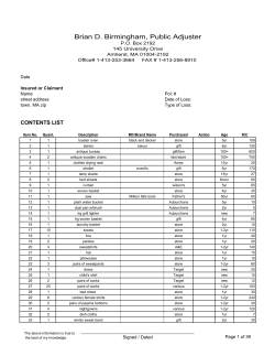 CONTENTS LIST Insured or Claimant Name Pol: #