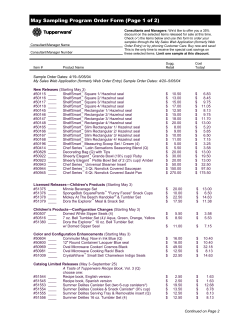 May Sampling Program Order Form (Page 1 of 2)