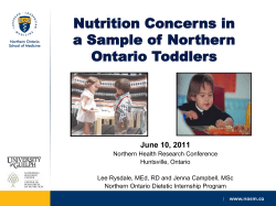 Nutrition Concerns in a Sample of Northern Ontario Toddlers June 10, 2011