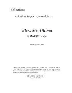 Bless Me, Ultima Reflections: A Student Response Journal for… by Rudolfo Anaya