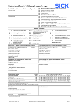 Initial sample inspection report  Cover Sheet