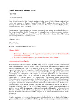 Sample Statement of continued support 15/3/2012 To our stakeholders: