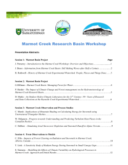 Marmot Creek Research Basin Workshop  Presentation Abstracts