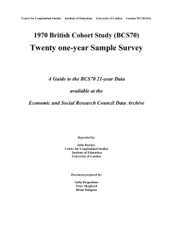 Twenty one-year Sample Survey 1970 British Cohort Study (BCS70)