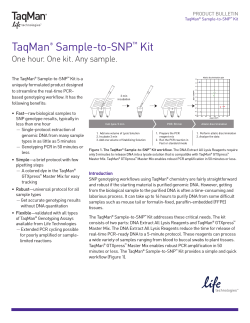 taqMan Sample-to-SnP Kit One hour. One kit. Any sample.