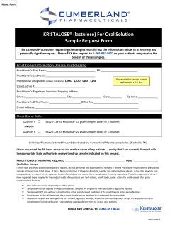 KRISTALOSE® (lactulose) For Oral Solution Sample Request Form