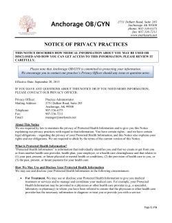 Anchorage OB/GYN NOTICE OF PRIVACY PRACTICES