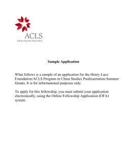 What follows is a sample of an application for the... Foundation/ACLS Program in China Studies Predissertation-Summer 6DPSOH$SSOLFDWLRQ