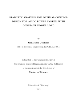 STABILITY ANALYSIS AND OPTIMAL CONTROL DESIGN FOR AC-DC POWER SYSTEM WITH by