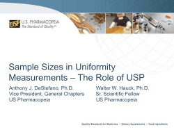 Sample Sizes in Uniformity Measurements – The Role of USP