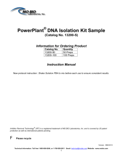 PowerPlant DNA Isolation Kit Sample ® (Catalog No. 13200-S)