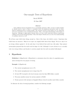 One-sample Tests of Hypothesis Ka-fu WONG 23 June 2007