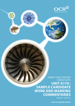 UNIT A174 : SAMPLE CANDIDATE WORK AND MARKING COMMENTARIES