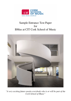 Sample Entrance Test Paper for BMus at CIT Cork School of Music