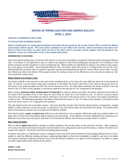 NOTICE OF SPRING ELECTION AND SAMPLE BALLOTS APRIL 1, 2014