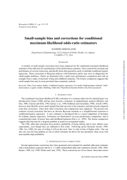 Small-sample bias and corrections for conditional maximum-likelihood odds-ratio estimators SANDER GREENLAND