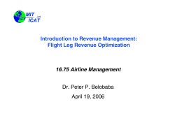 Introduction to Revenue Management: Flight Leg Revenue Optimization 16.75 Airline Management