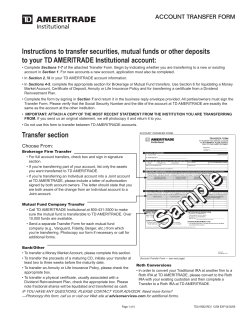 Instructions to transfer securities, mutual funds or other deposits