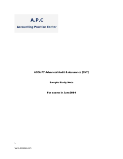 1 www.accaapc.com ACCA P7 Advanced Audit &amp; Assurance [INT]
