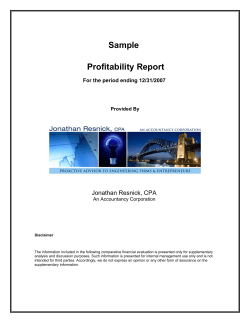 Sample Profitability Report Jonathan Resnick, CPA
