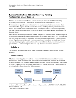 Business Continuity and Disaster Recovery Planning: The Essentials for Any Business