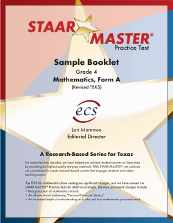 Sample Booklet Practice Test Mathematics, Form A Grade 4