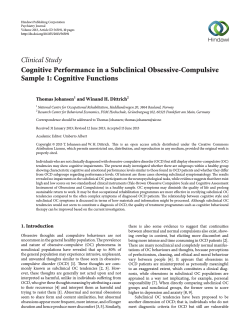 Clinical Study Cognitive Performance in a Subclinical Obsessive-Compulsive Sample 1: Cognitive Functions