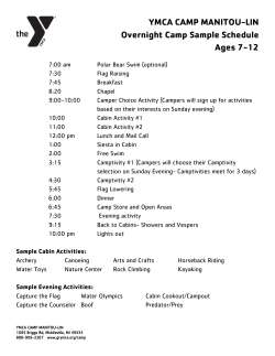 YMCA CAMP MANITOU-LIN Overnight Camp Sample Schedule Ages 7-12