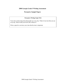 2008 Georgia Grade 5 Writing Assessment  Persuasive Sample Papers