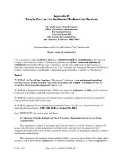 Appendix D Sample Contract for As-Needed Professional Services