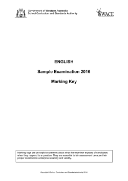 ENGLISH Sample Examination 2016 Marking Key