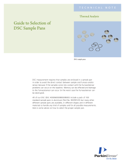 Guide to Selection of DSC Sample Pans Thermal Analysis