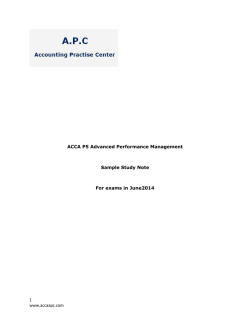 1 www.accaapc.com ACCA P5 Advanced Performance Management