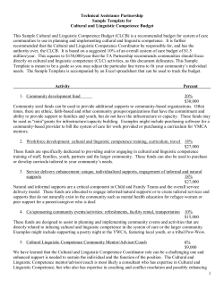 Technical Assistance Partnership  Sample Template for  Cultural and Linguistic Competence Budget