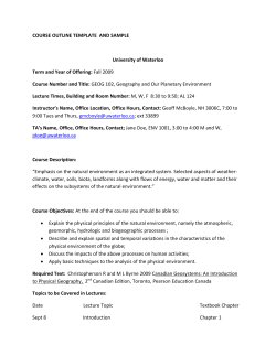 COURSE OUTLINE TEMPLATE  AND SAMPLE    University of Waterloo  Term and Year of Offering:
