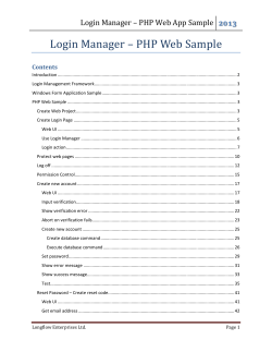 Login Manager – PHP Web Sample  Contents